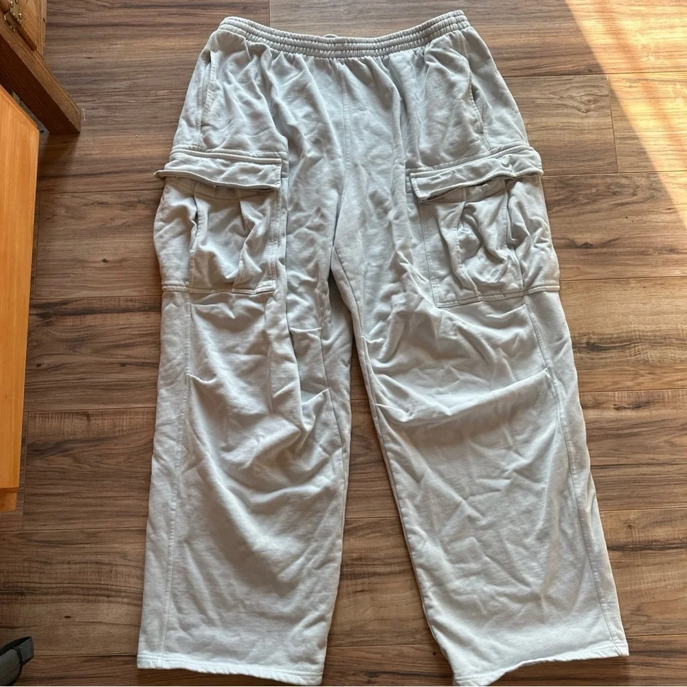 Skims Womens Boyfriend Fleece Cargo Pant Size 2x Zen Blue Gray - Picture 2 of 8